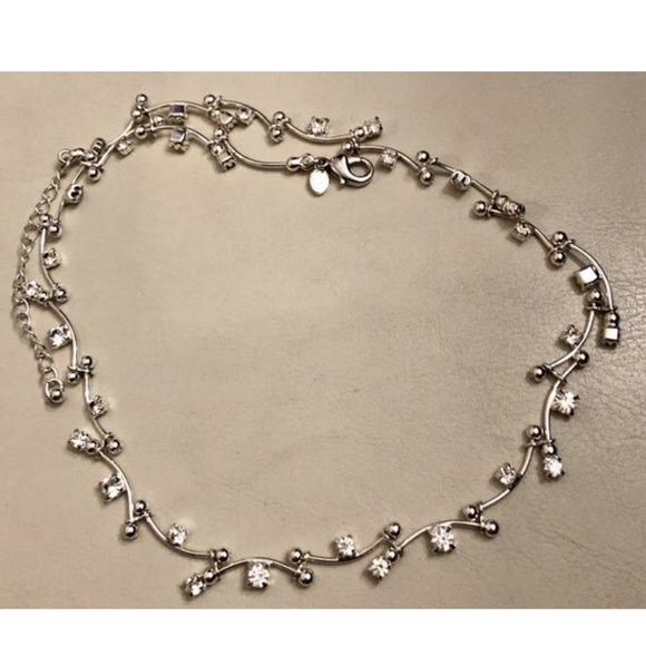 Vintage 1980s MONET Rhinestone Silvertone Necklace - Picture 3 of 5